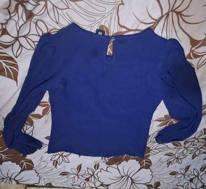 Blue Top with Puffy Sleeves