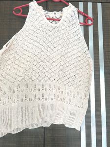 Chic Cream Knit Sleeveless Top