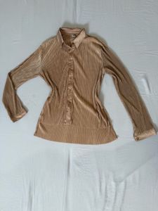 Pleated Button-Up Shirt &amp; Pants Set