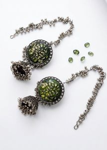 Unique Leaf Design Jhumka Jewellery Set