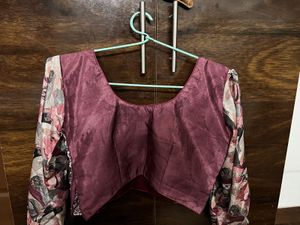 Designer Blouse with silk blend saree