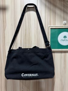 Covernat Black Canvas Sling Tote Bag