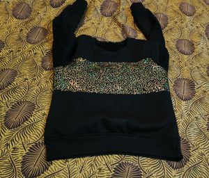 Sparkly Sequin Detail Black Sweatshirt