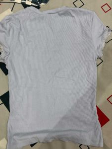 Ribbed Lace Trim T-Shirt