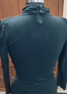 Elegant Black Turtleneck Long Sleeve Top