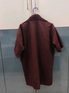 Maroon Mandarin Collar Shirt For Women