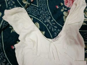 Chic White Ruffle Off-Shoulder Top