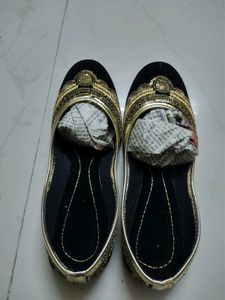 Black Gold Bellies Ballerinas Flats