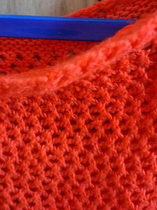 handmade Women's Orange Heart Knit Top