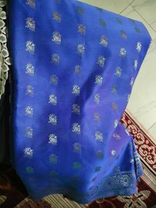 Elegant Blue Saree with Intricate Weave