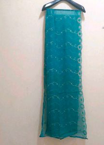 Elegant Teal Embroidered Dupatta