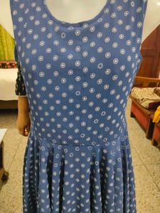 Zeel Creation Navy Blue Printed Midi Dress