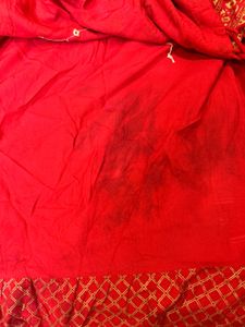 Red Floor Length Ethnic Dress with Gold Border