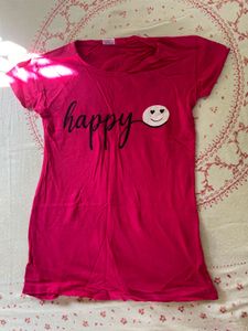 Cute Pink "Happy" Smiley T-Shirt