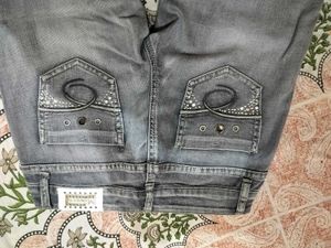 Stylish Grey Embellished Jeans