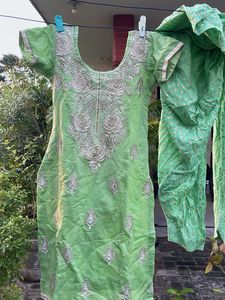 Green Embroidered Kurta Set