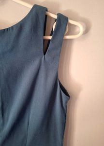 Ajio Blue Ruffle Hem Dress