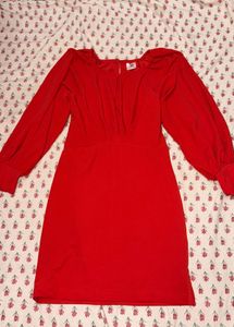 Chic Red Long Sleeve Mini Dress