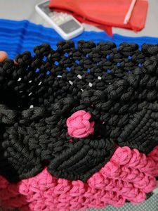 Handmade Macrame Pink &amp; Black Bag