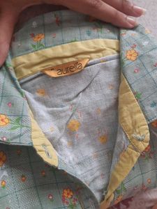 Light Blue Floral Print Kurta