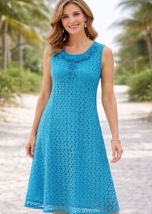 Blue Lace Midi Dress(kurti)
