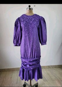 Elegant Purple Ruched Midi Dress