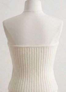 Cream Ribbed Bustier Top