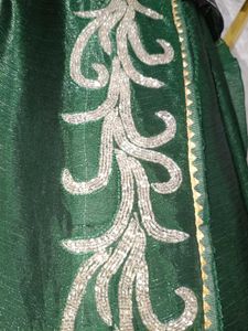 Elegant silver hand work Green Saree with blause s
