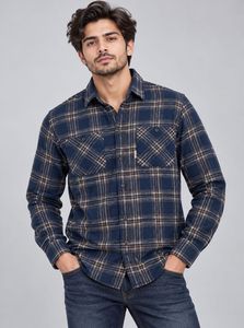 Men's Blue Plaid Flannel Shirt
