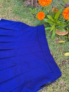 Navy Blue Pleated Skirt