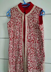 Red Embroidered Kurta