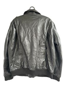 Classic Black Leather Bomber Jacket