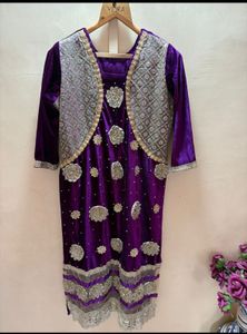 Purple Velvet ready made  dress