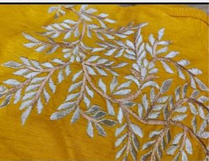 Designer Applique Work Mustard  Suit Set