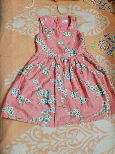 Cute Pink Floral Bird Print Dress