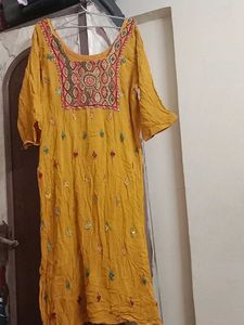 Yellow Embroidered Kurta