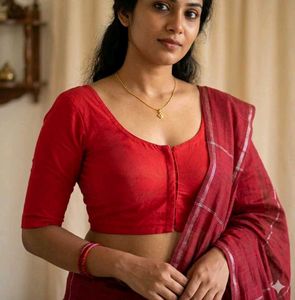 Elegant Red Cotton Blouse