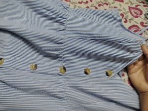 H&amp;M Blue Striped Button-Up Dress