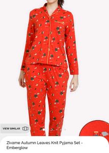 Red Patterned Zivame Pajama Set