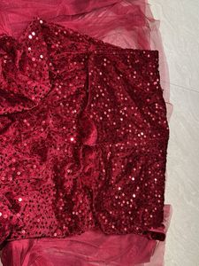 Elegant Maroon Sequin Ethnic Gown