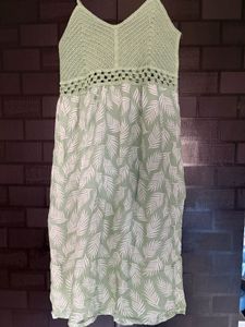 Boho  Leaf Print Midi Dress