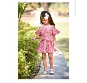 Fairies Forever Red Plaid Cold Shoulder Dress