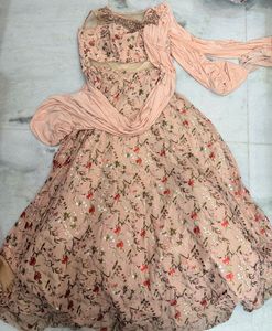 Stunning Floral Print Padded Dress with Drape