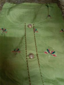 Beautiful Green Embroidered dress material