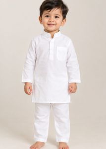 White Cotton Kurta Pajama Set