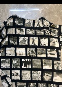 Black &amp; White Travel Collage Top