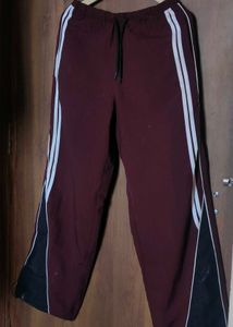 Maroon Track Pants with Stripes
