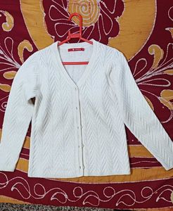 Classic Madame M White V-Neck Cardigan