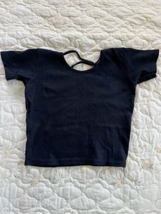 Black Cropped T-Shirt with Strappy Back