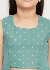 Teal Sharara Set with Crop Top
